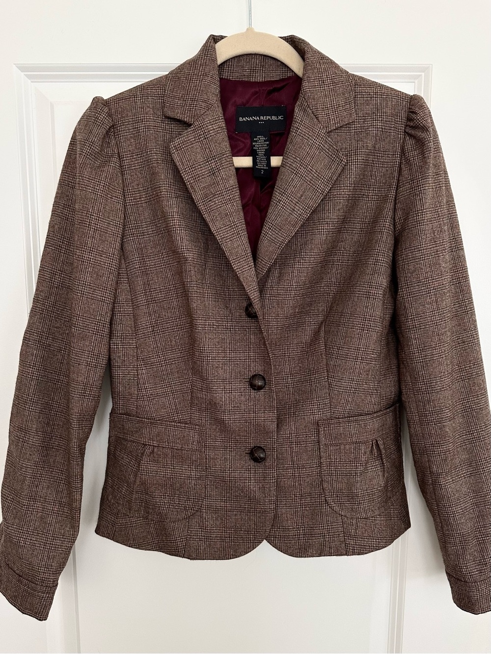 Brown Wool Blend Tweed Glen Plaid Blazer Jacket- Fall Heritage Collegiate Preppy